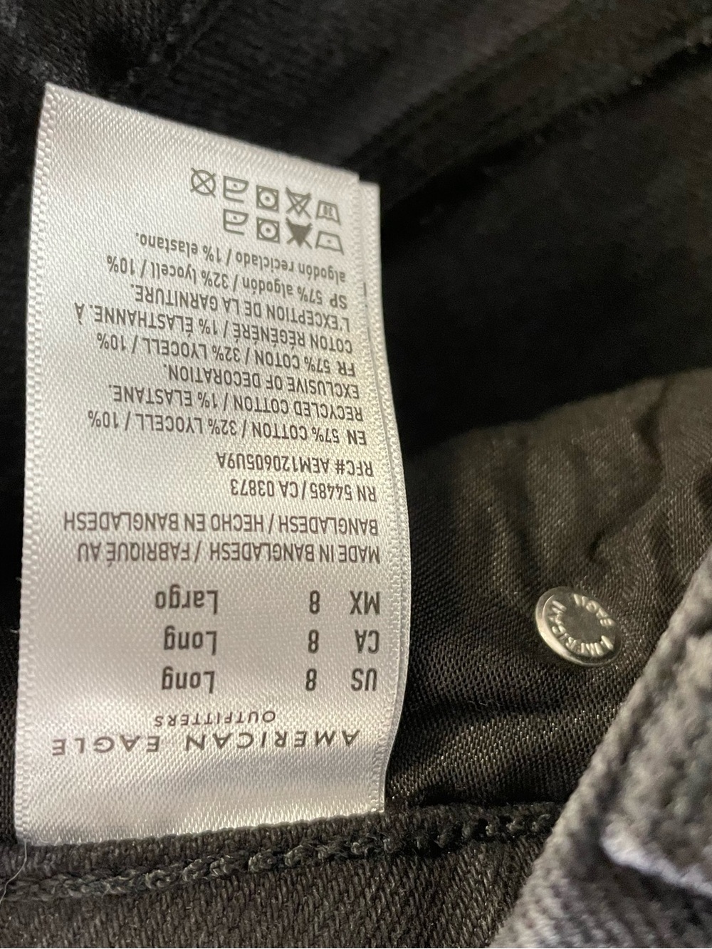 American Eagle Curvy Straight Stretch Black Bootcut Jeans Size 8 Long Y2K Casual - Picture 13 of 16